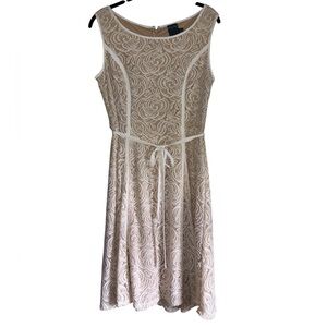 Gabby Skye Cream Sleeveless Sheath Midi Dress